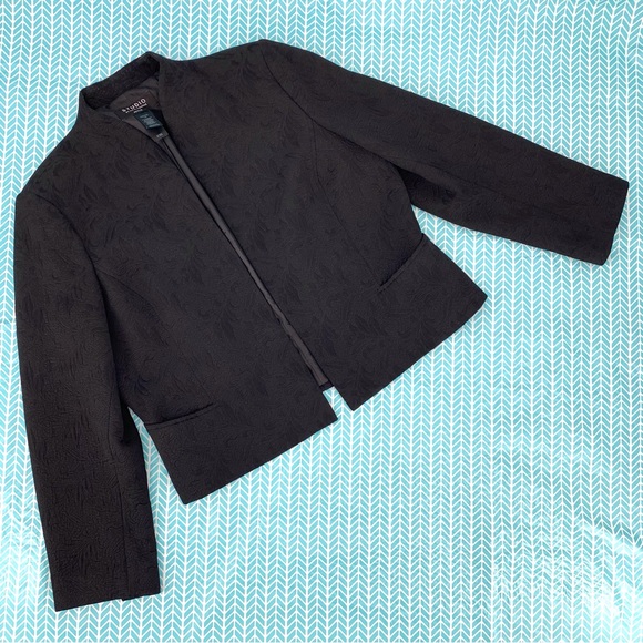 Studio by Liz Claiborne Petite Black Floral Jacquard Open Front Blazer, 16 - Picture 9 of 16